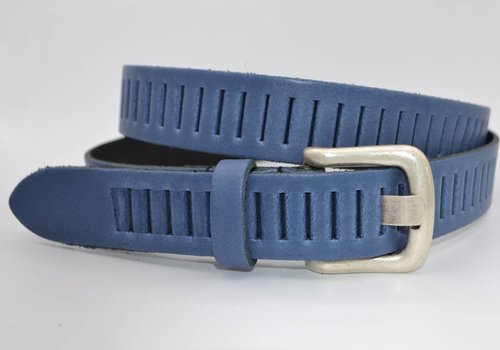 Scotts Bluf split lederen 30mm blauwe casual perforatie riem Scotts Bluf split lederen 30mm blauwe casual perforatie riem