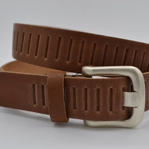 split lederen 30mm cognac casual perforatie riem 