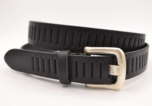 Scotts Bluf split lederen 30mm zwarte casual perforatie riem Scotts Bluf split lederen 30mm zwarte casual perforatie riem