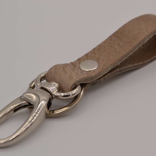 Taupe echt lederen sleutelhanger 