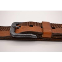 Volnerf 4cm brede cognac riem met gelaserd ruit design