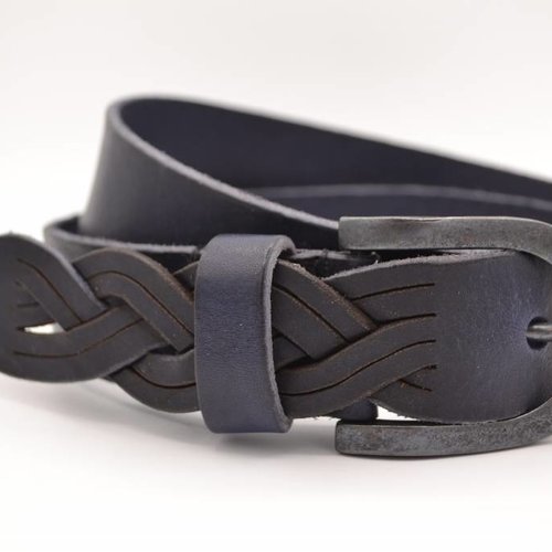 Blauwe Jeans riem met slingerpunt 