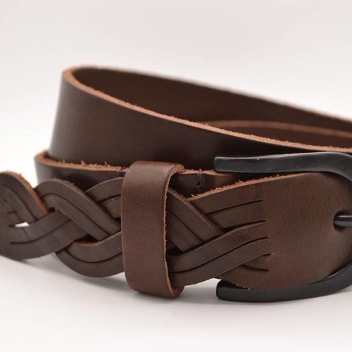 Bruine Jeans riem met slingerpunt 