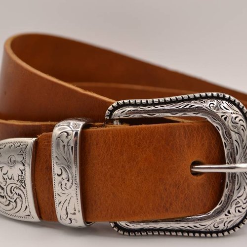 4cm western cognac volnerf lederen riem 