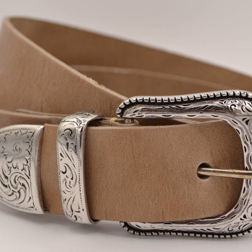4cm western taupe volnerf lederen riem 