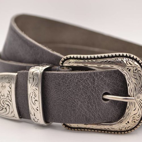 4cm western grijze volnerf lederen riem 