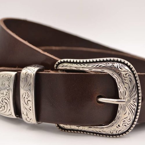 4cm western bruine volnerf lederen riem 