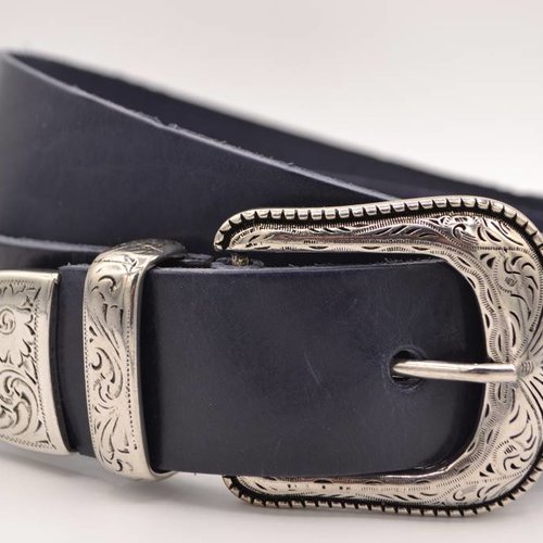 4cm western blauwe volnerf lederen riem 