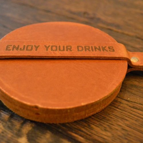 Set van 6 echt lederen Cognac onderzetters 