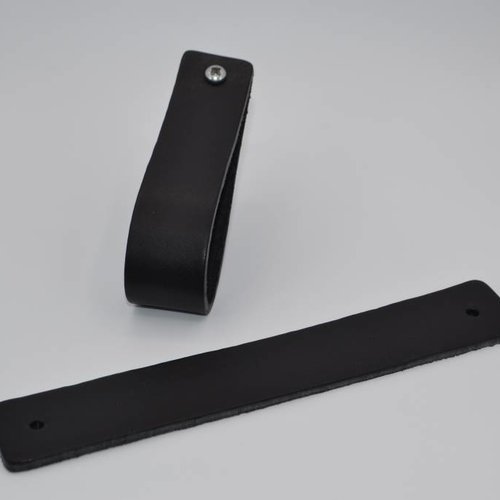 Zwarte Italiaans lederen handgrepen maat L 