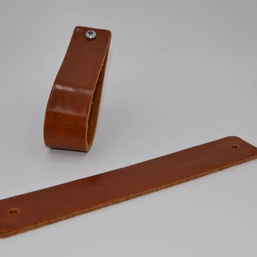 cognac Italiaans lederen handgrepen maat XL 