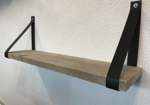 Scotts Bluf Leren Plankdragers Zwart inclusief plank Scotts Bluf Leren Plankdragers Zwart inclusief plank