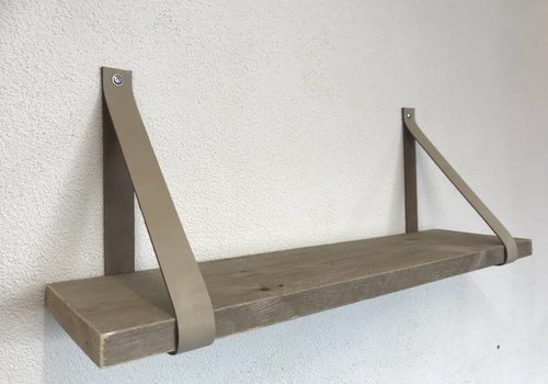 Scotts Bluf Leren Plankdragers ecru inclusief plank Scotts Bluf Leren Plankdragers ecru inclusief plank