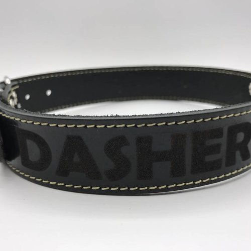 Hondenhalsband 55cm zwart echt Italiaans leer 