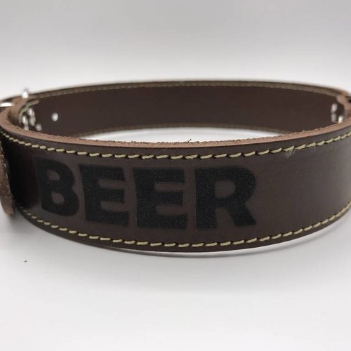 Hondenhalsband 55cm bruin echt Italiaans leer 