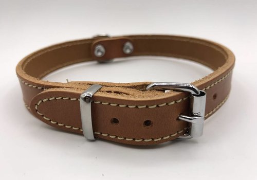 Scotts Bluf Hondenhalsband 45cm cognac echt Italiaans leer Scotts Bluf Hondenhalsband 45cm cognac echt Italiaans leer