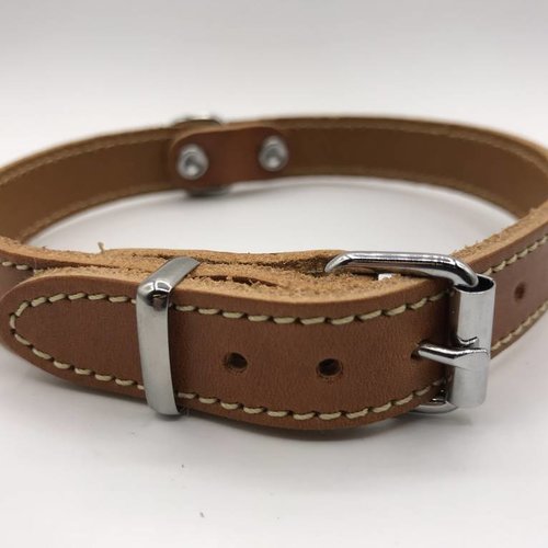Hondenhalsband 40cm cognac echt Italiaans leer 