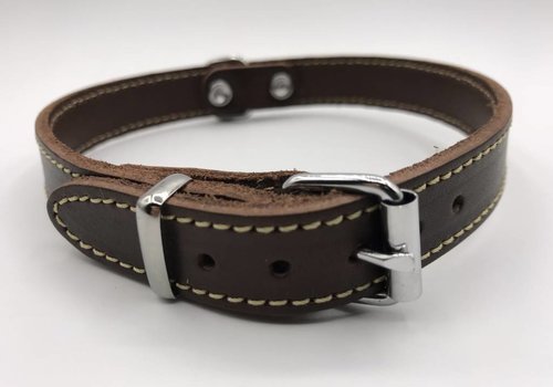 Scotts Bluf Hondenhalsband 35cm bruin echt Italiaans leer Scotts Bluf Hondenhalsband 35cm bruin echt Italiaans leer