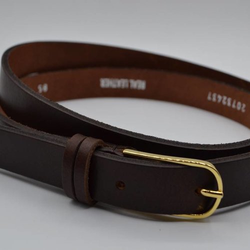 smalle bruine damesriem met gouden gesp 