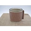 Kaarsenhouder voor theelicht. Glas en taupe leer
