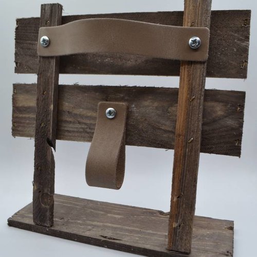 Taupe Nederlands split lederen handgrepen maat L 