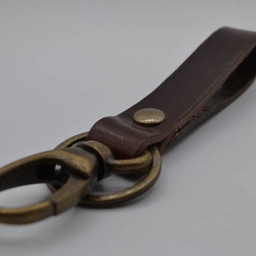 Sleutelhanger Brons met bruin Leer 