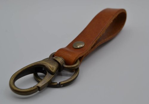 Scotts Bluf Sleutelhanger brons met cognac Leer Scotts Bluf Sleutelhanger brons met cognac Leer