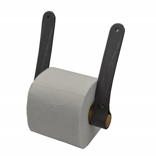 Toiletrolhouder van hout en leer 