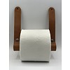 Luxe toiletrol houder van hout en Italiaans leer