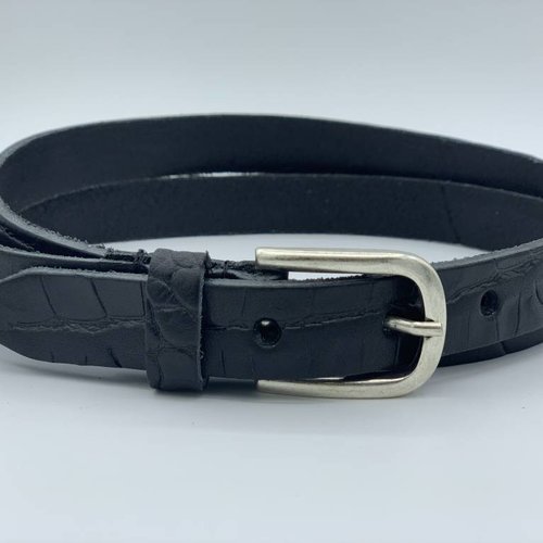 zwarte 2cm brede krokodillen print damesriem 