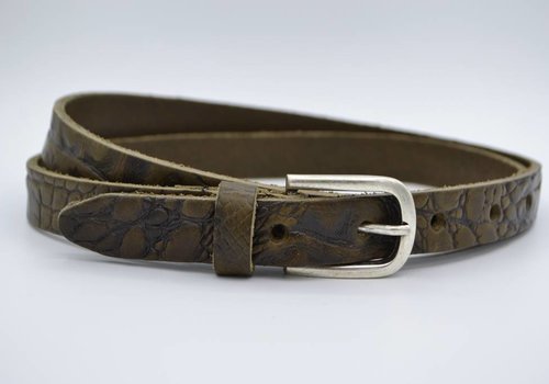 Scotts Bluf groene 2cm brede krokodillen print damesriem Scotts Bluf groene 2cm brede krokodillen print damesriem