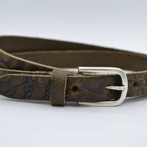 groene 2cm brede krokodillen print damesriem 
