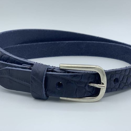 blauwe 2cm brede krokodillen print damesriem 