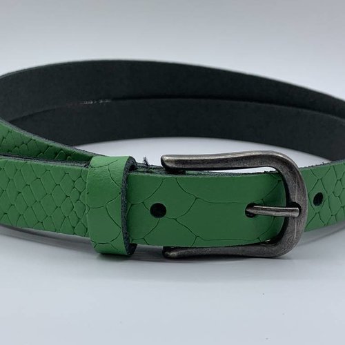 2cm brede damesriem met groene slangenprint 