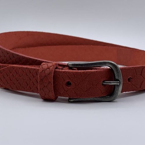 2cm brede damesriem met rode slangenprint 