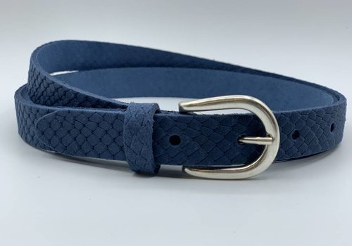 Scotts Bluf smalle blauwe damesriem met slangen print Scotts Bluf smalle blauwe damesriem met slangen print