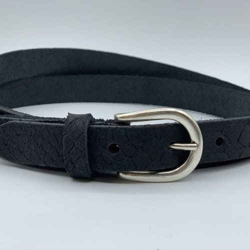 smalle zwarte damesriem met slangen print 