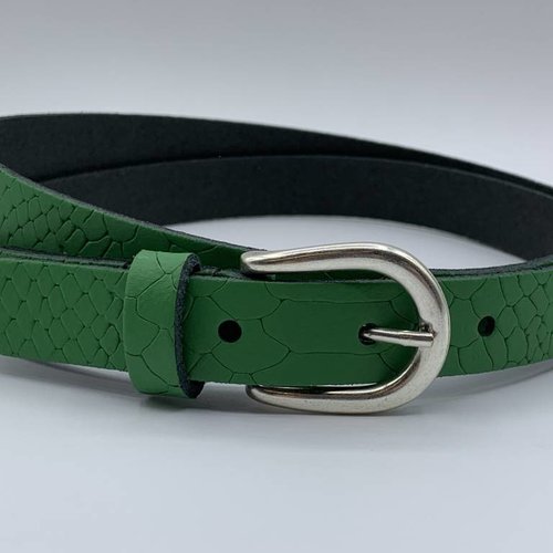 smalle groene damesriem met slangen print 