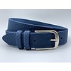 Trendy blauwe damesriem met slangenprint.