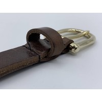 2cm brede moderne bruine damesriem met fraai vormgegeven gouden gesp