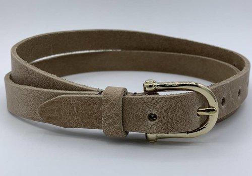 Scotts Bluf Taupe smalle damesriem met gouden gesp Scotts Bluf Taupe smalle damesriem met gouden gesp
