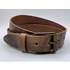 Scotts Bluf Stoere 4cm brede Cognac riem. Gekreukt leer en geroeste gesp