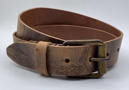 Scotts Bluf Stoere cognac riem met gekreukt leer Scotts Bluf Stoere cognac riem met gekreukt leer