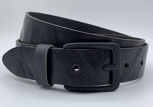 Scotts Bluf Stoere zwarte riem met gekreukt leer en mat zwarte gesp Scotts Bluf Stoere zwarte riem met gekreukt leer en mat zwarte gesp