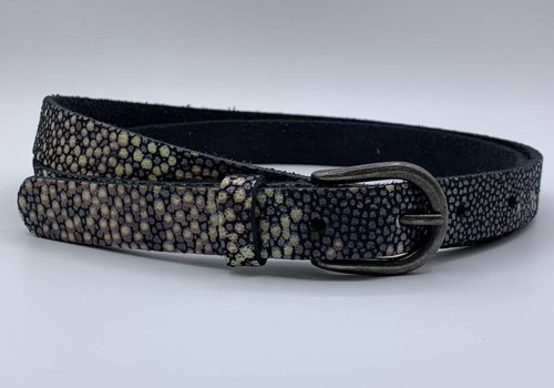 Rock 'n Rich Damesriem van 2cm breed en speelse zwarte roggenprint Rock 'n Rich Damesriem van 2cm breed en speelse zwarte roggenprint