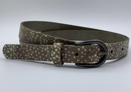 Rock 'n Rich Damesriem van 2cm breed en speelse taupe rogge print. Rock 'n Rich Damesriem van 2cm breed en speelse taupe rogge print.