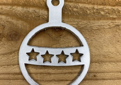 Rock 'n Rich Kerstbal van zilver leer met sterren