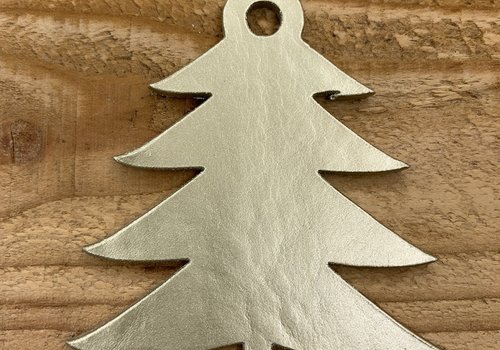 Rock 'n Rich Kerstbal met boomvorm van goud leer.