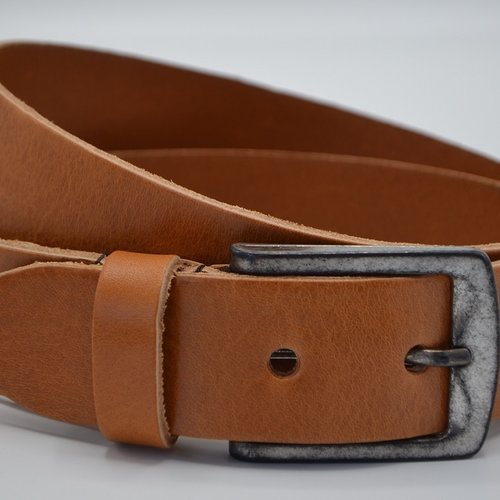 Cognac italiaans volnerf lederen casual heren riem 