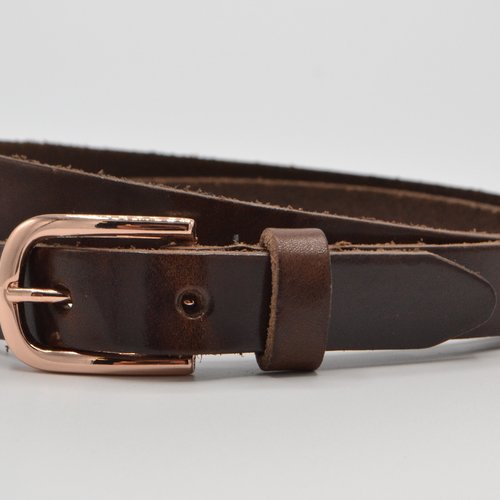 Bruine 20mm brede riem met rose gouden gesp. 
